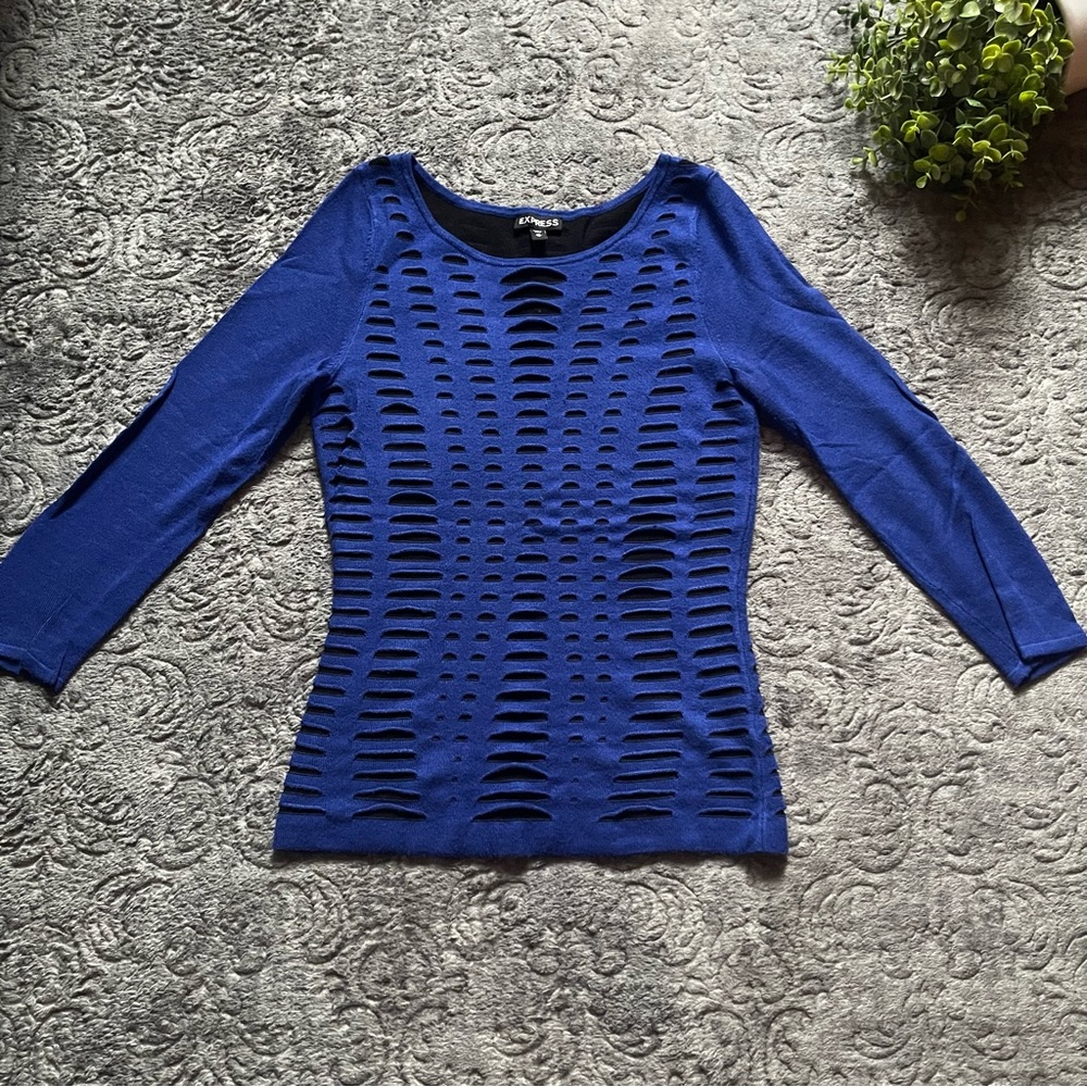 EXPRESS Long Sleeve Blue Top XS
